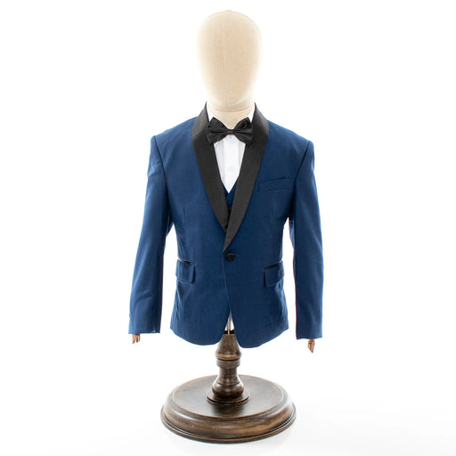 Kids' Blue 3-Piece Tuxedo With Satin Shawl Lapels