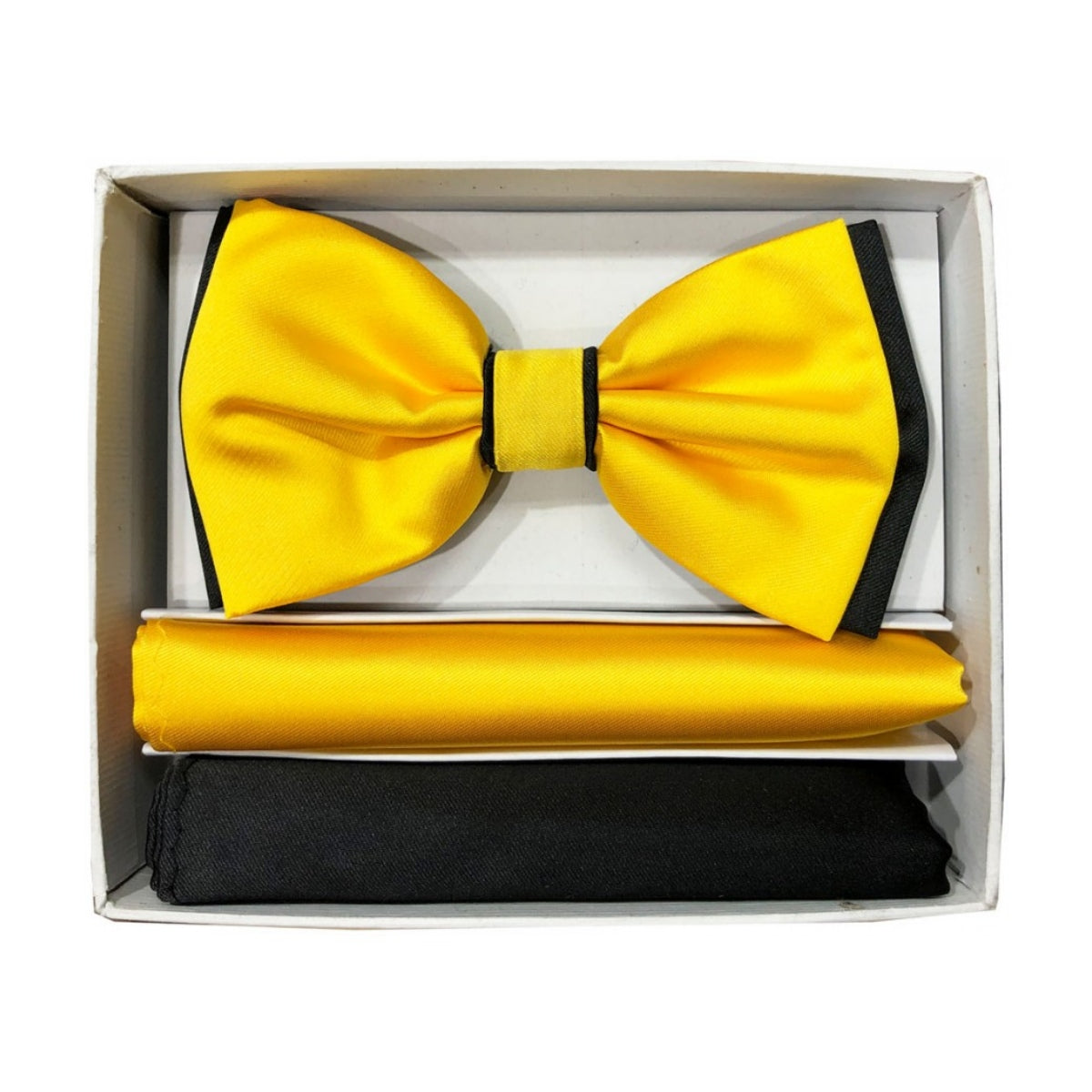 Pretied Two-Tone Bow-Tie With Double Matching Hankies