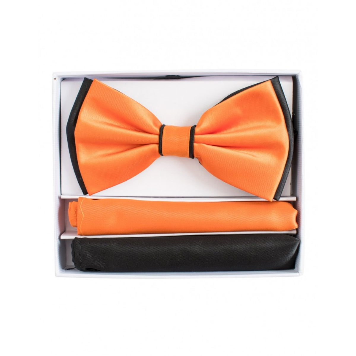 Pretied Two-Tone Bow-Tie With Double Matching Hankies