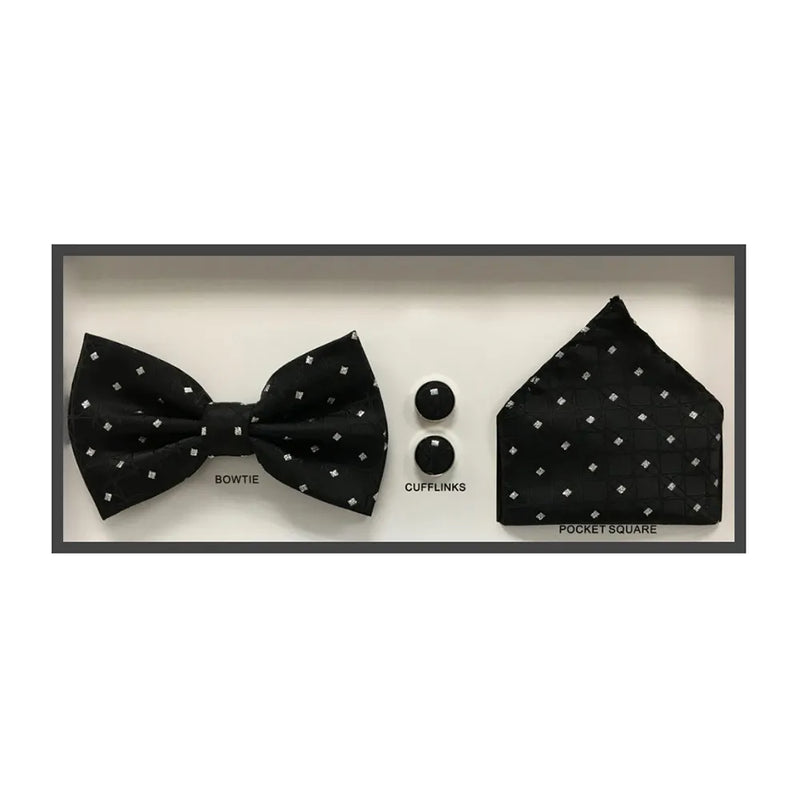3-Piece Stitched Specked Diamond Bow-Tie Set