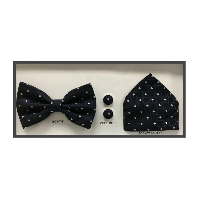 3-Piece Stitched Specked Diamond Bow-Tie Set