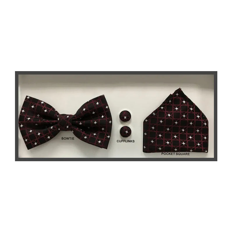 3-Piece Stitched Specked Diamond Bow-Tie Set