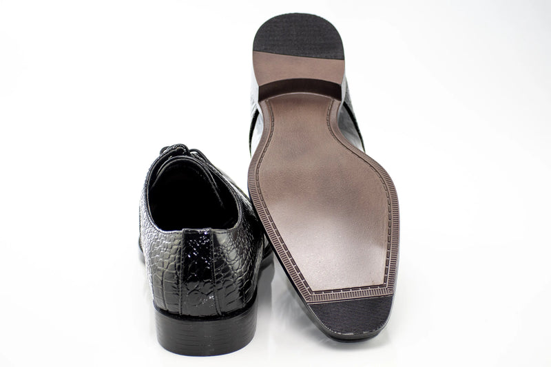 Aligator Textured Folded Cap-Toe Dress Shoe