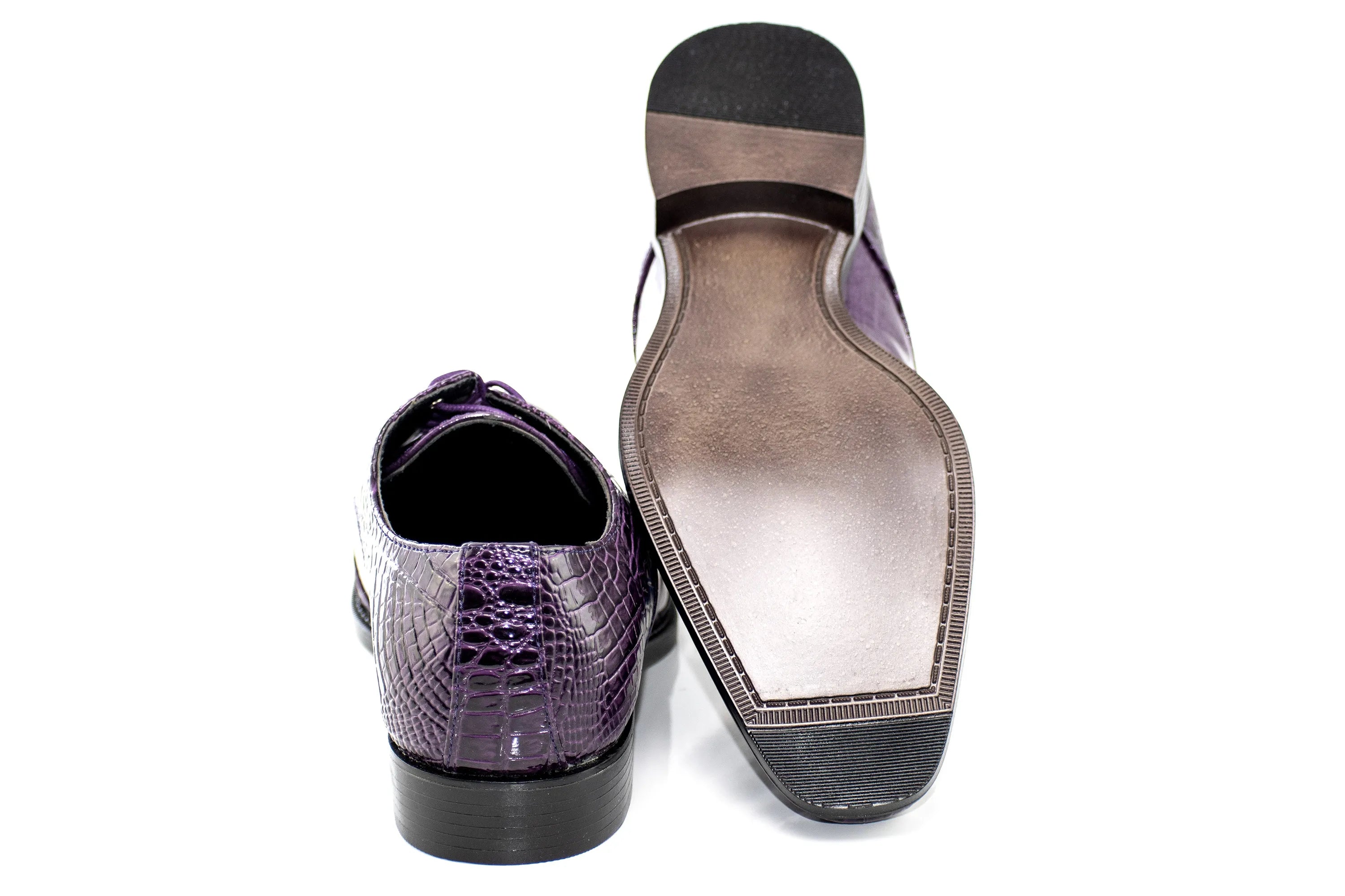 Aligator Textured Folded Cap-Toe Dress Shoe