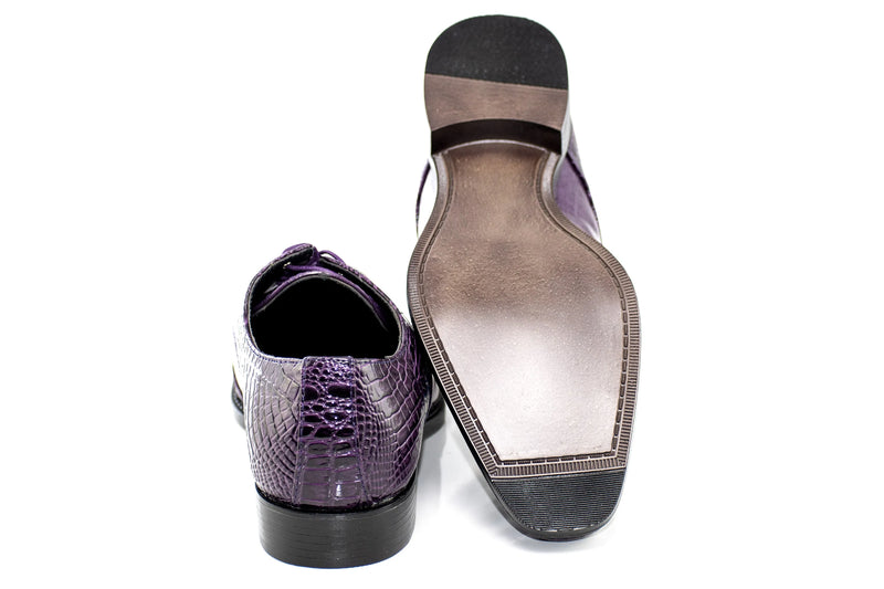 Aligator Textured Folded Cap-Toe Dress Shoe