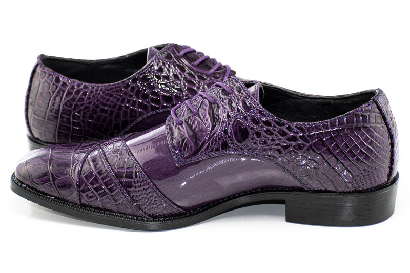 Aligator Textured Folded Cap-Toe Dress Shoe