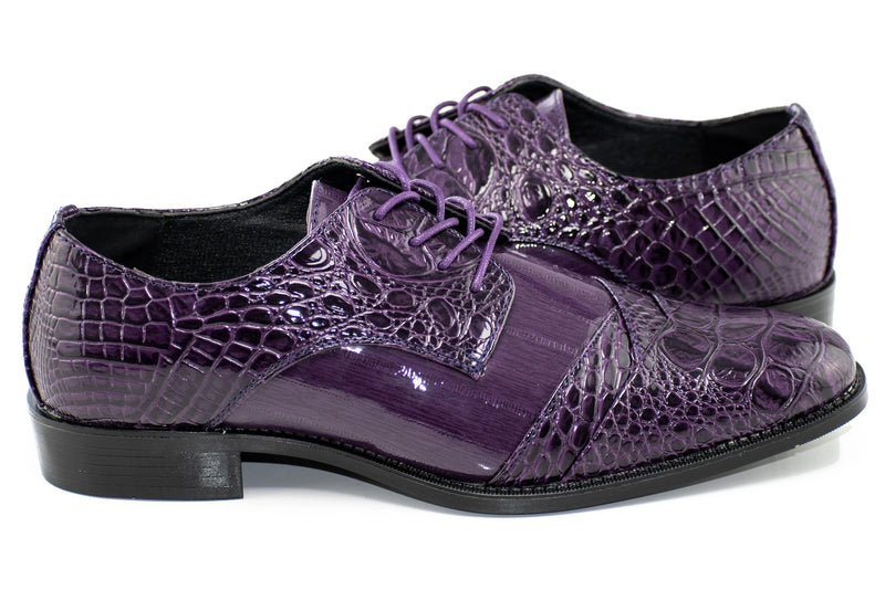 Aligator Textured Folded Cap-Toe Dress Shoe