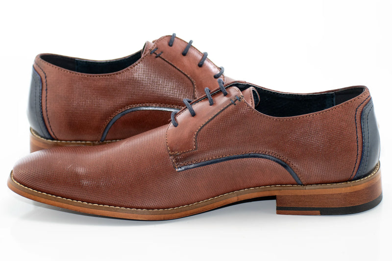 Brown Perforated Lace-Up Dress Shoe