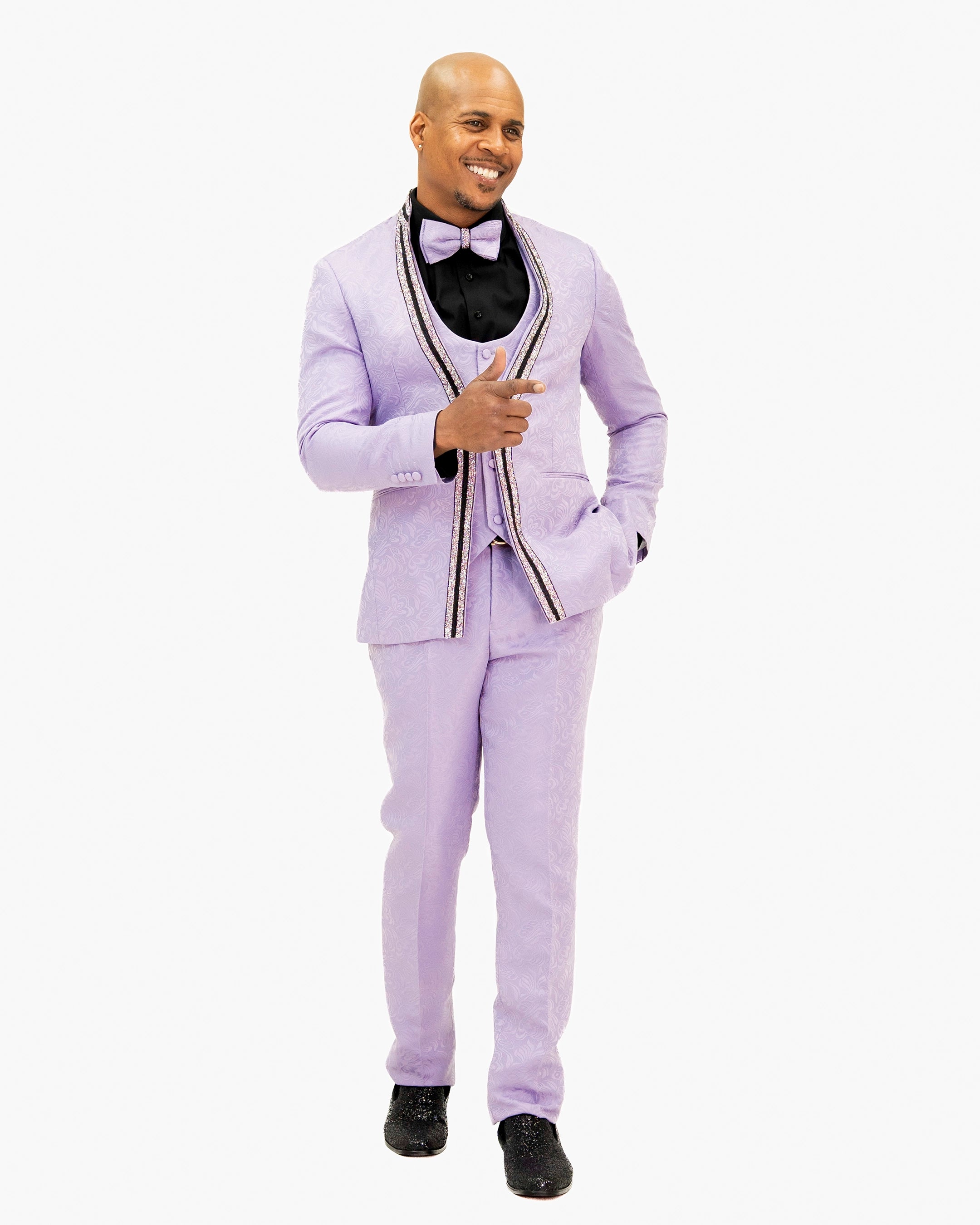 Lavender Baroque No-Lapel 3-Piece Slim-Fit Tuxedo