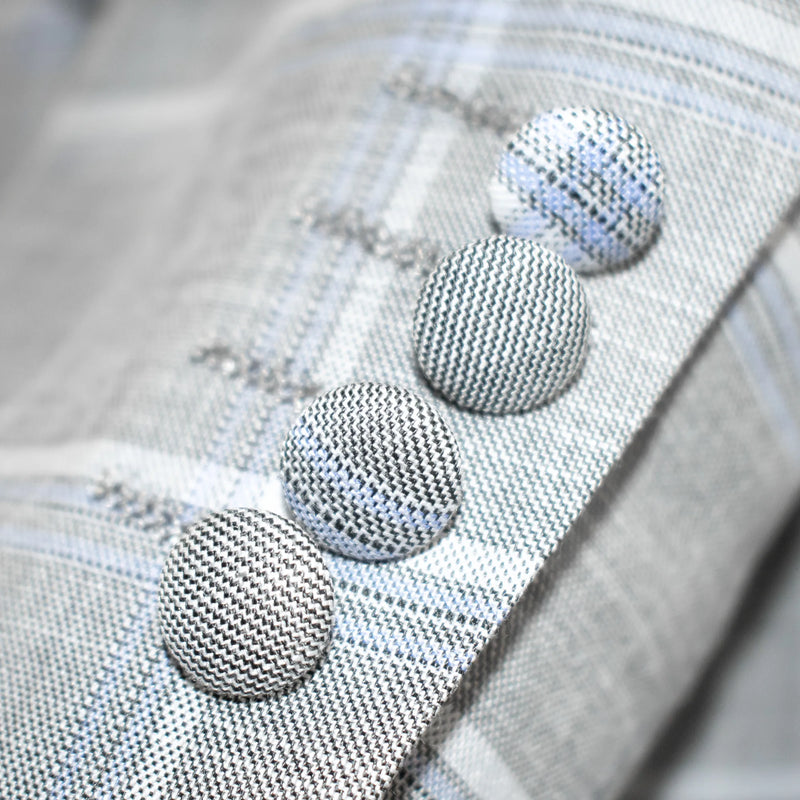 Gray Plaid 3-Piece Modern-Fit Suit With Peak Lapels