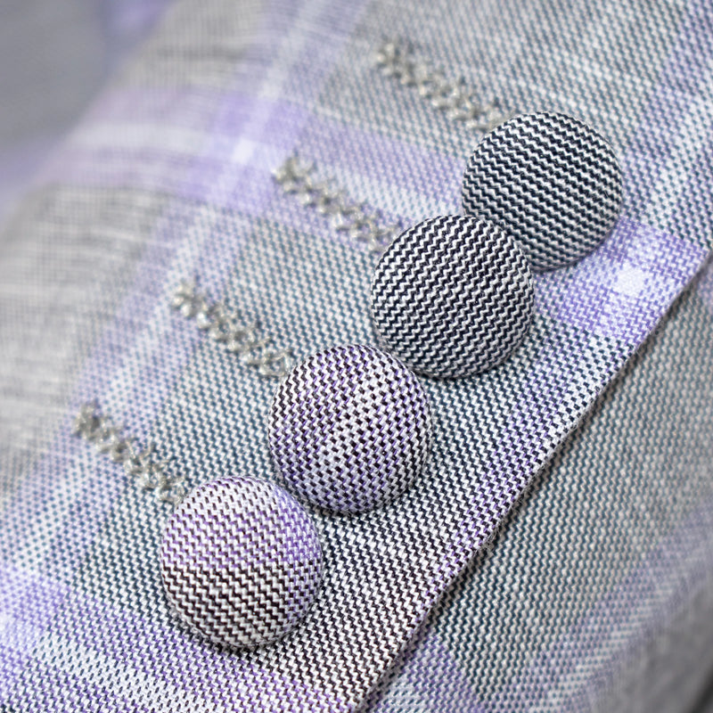 Ash Plaid 3-Piece Modern-Fit Suit With Peak Lapels