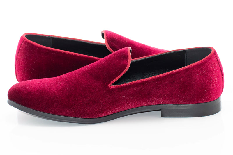 Burgundy Velvet Slip-On Smoking Loafer