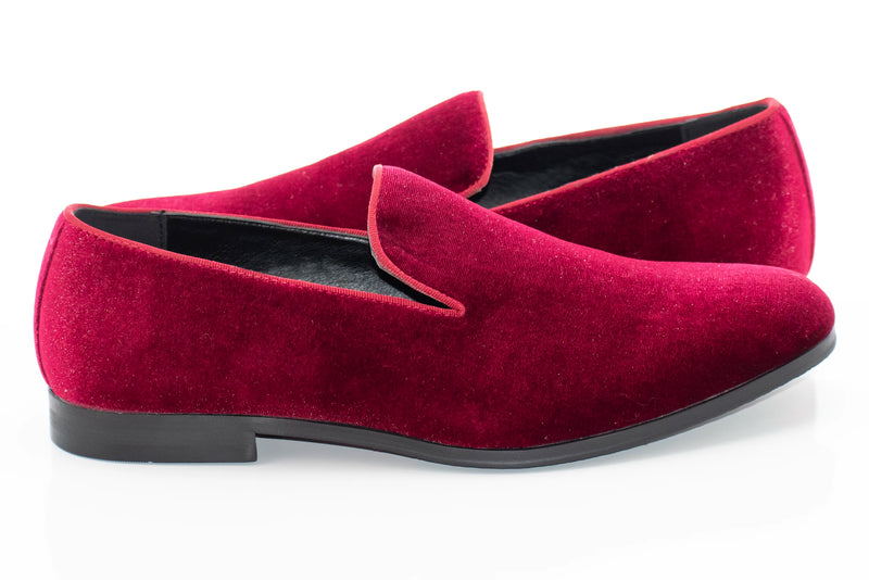 Burgundy Velvet Slip-On Smoking Loafer