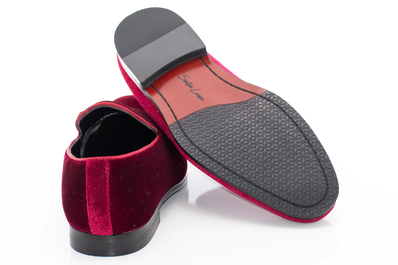 Burgundy Velvet Slip-On Smoking Loafer