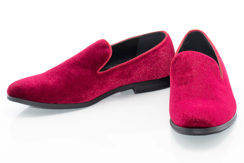 Burgundy Velvet Slip-On Smoking Loafer