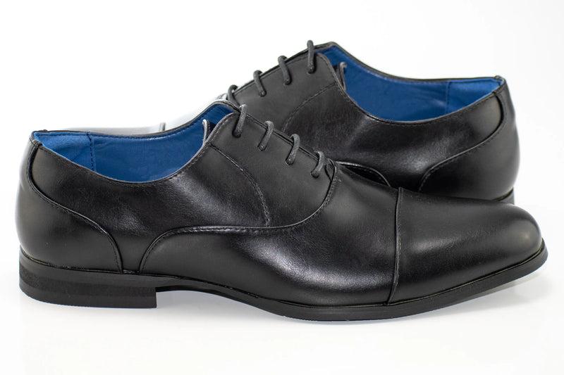 Black Oxford Cap-Toe Dress Shoes