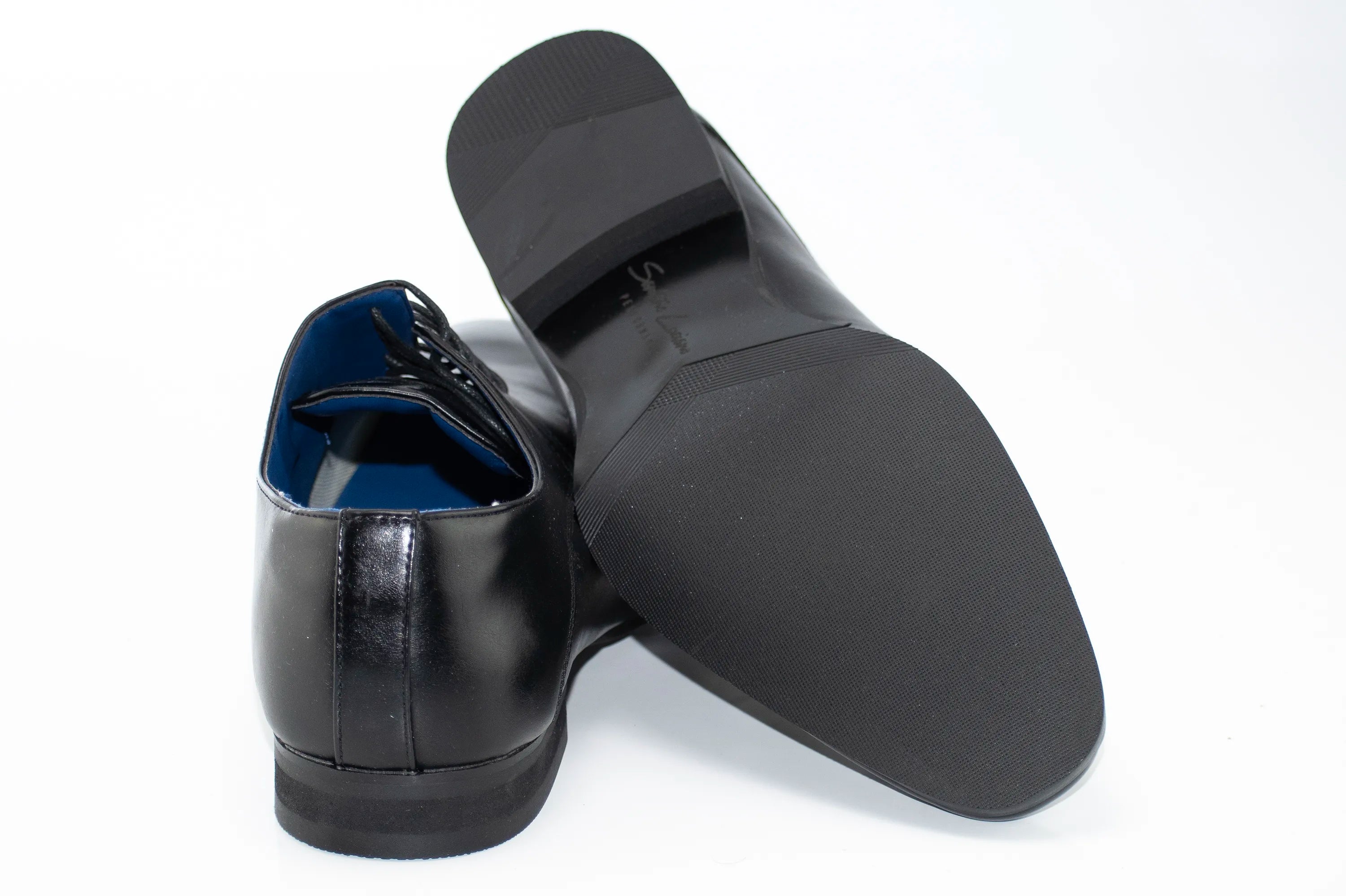 Black Classic Plain Toe Derby Lace-Ups