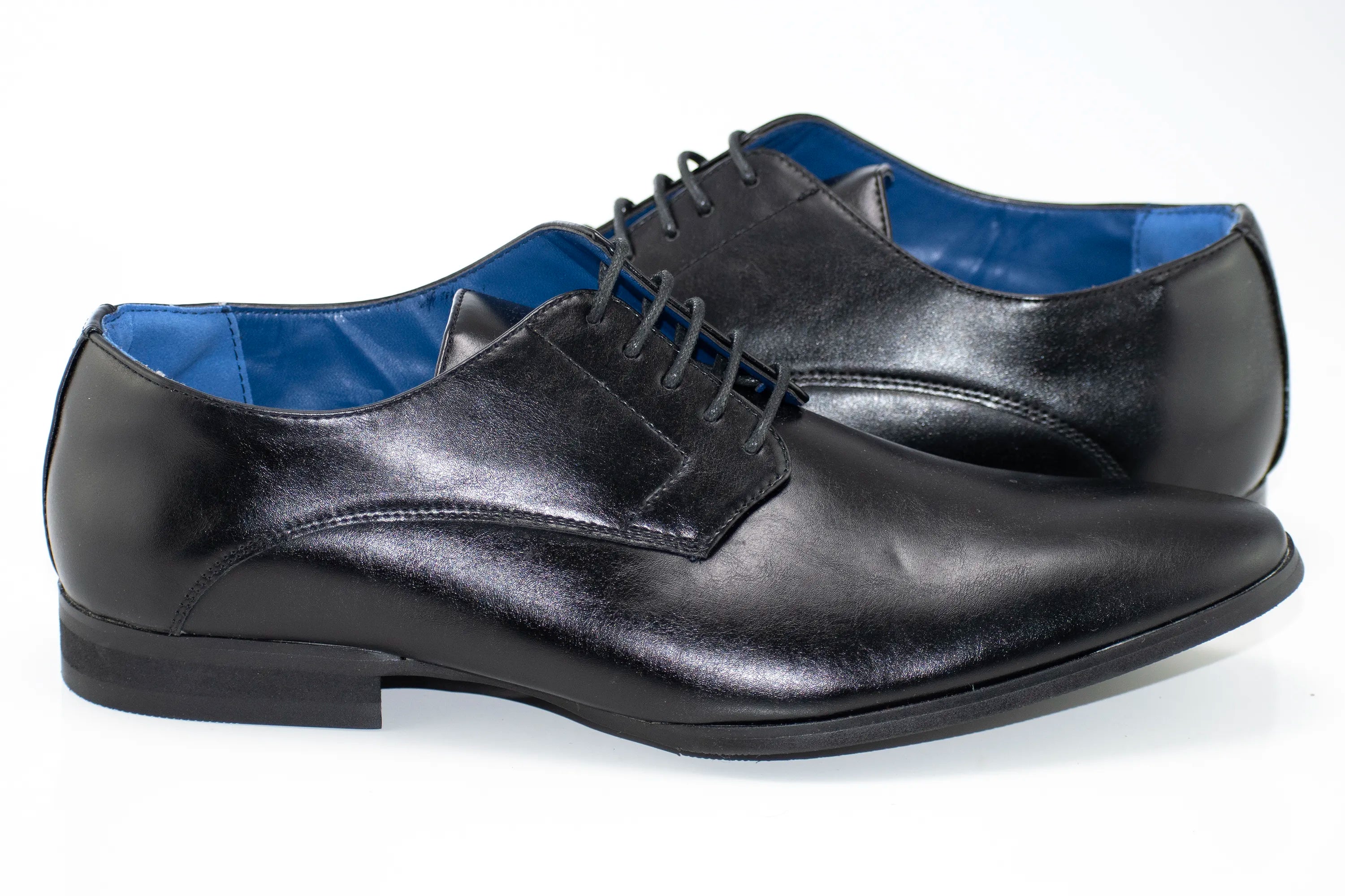 Black Classic Plain Toe Derby Lace-Ups