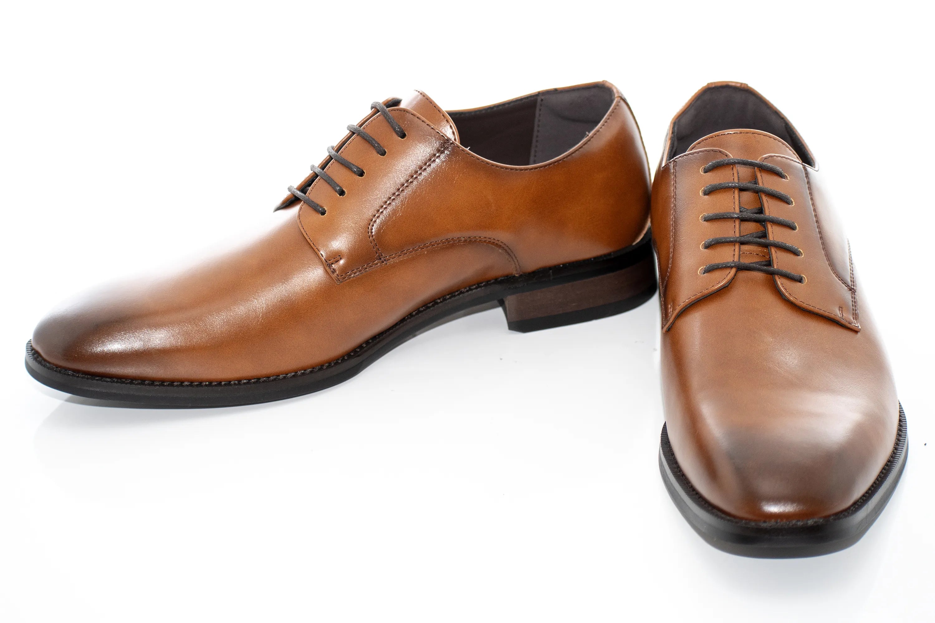 Cognac Plain Derby Lace-Up