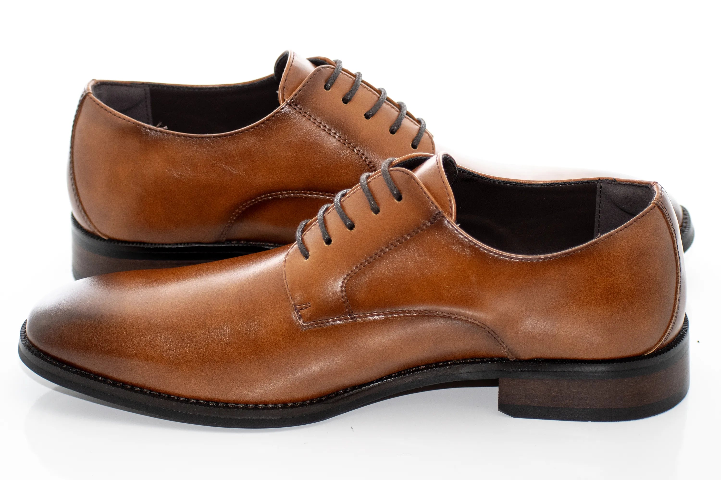 Cognac Plain Derby Lace-Up