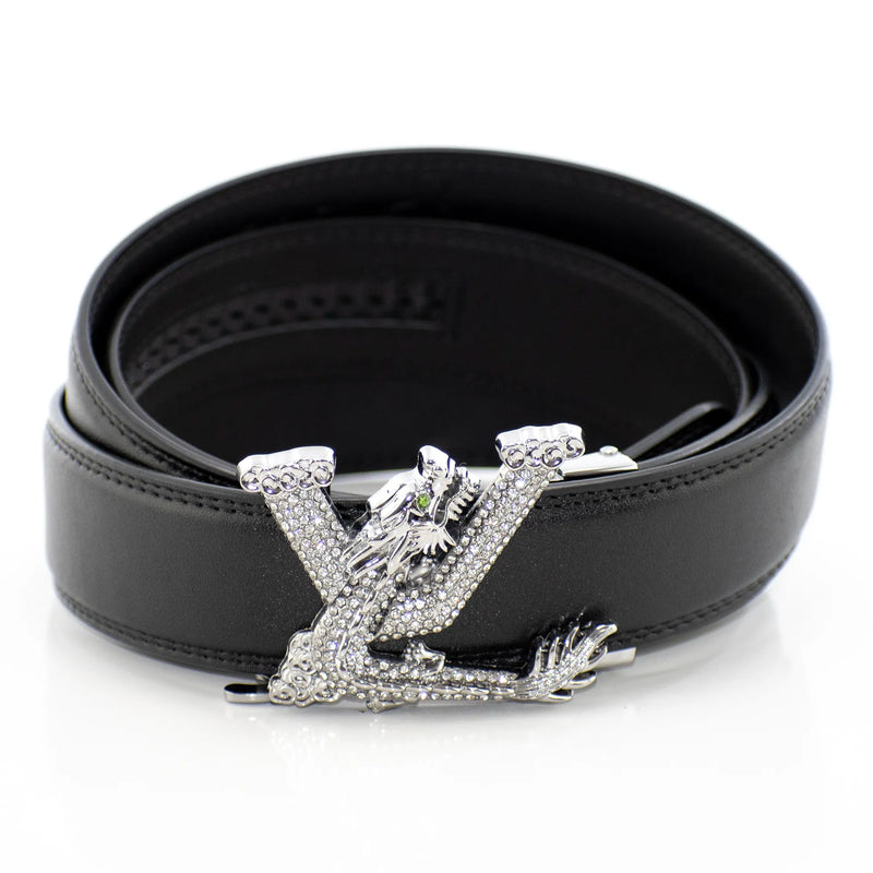 Silver Jewel Encrusted Dragon XL Belt Buckle