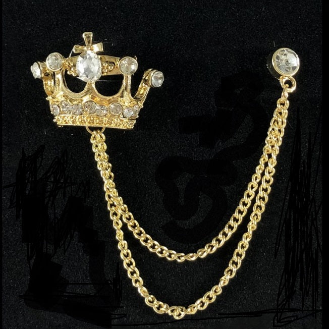 King's Crown Chain Brooch Lapel Pin