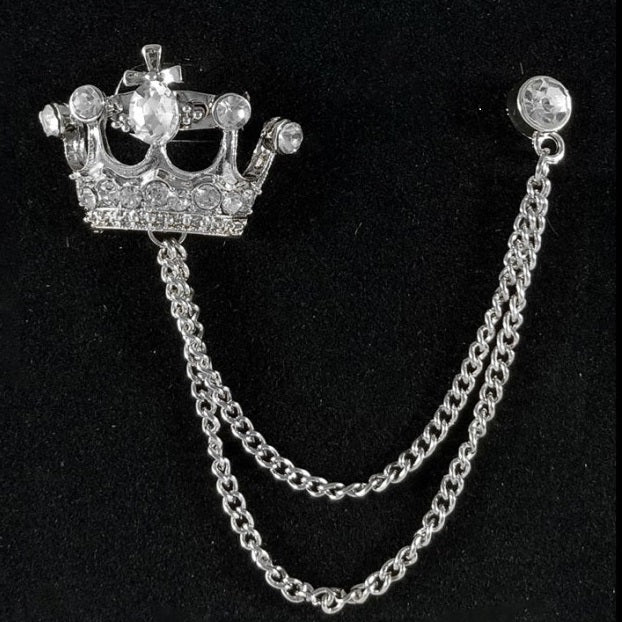 King's Crown Chain Brooch Lapel Pin