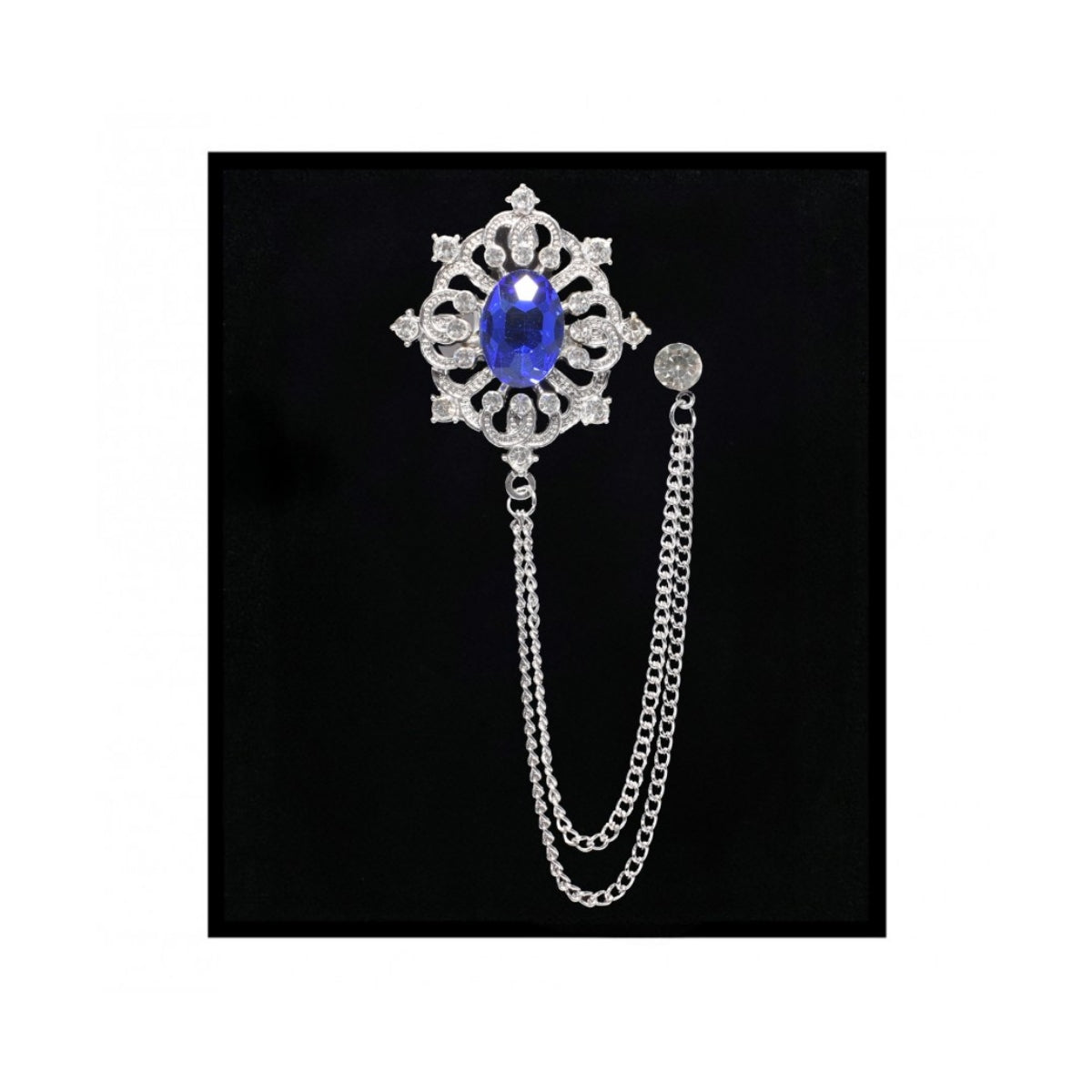 Vintage Crystal Rhinestone Tassel Chain Brooch Lapel Pin