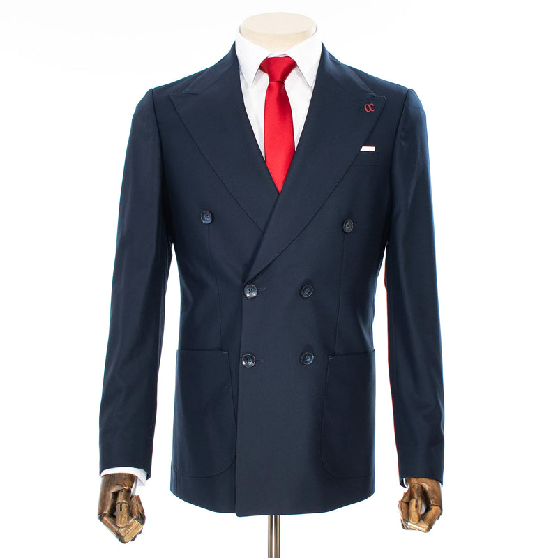 Navy Blue Double-Breasted 2-Piece Tailored-Fit Suit