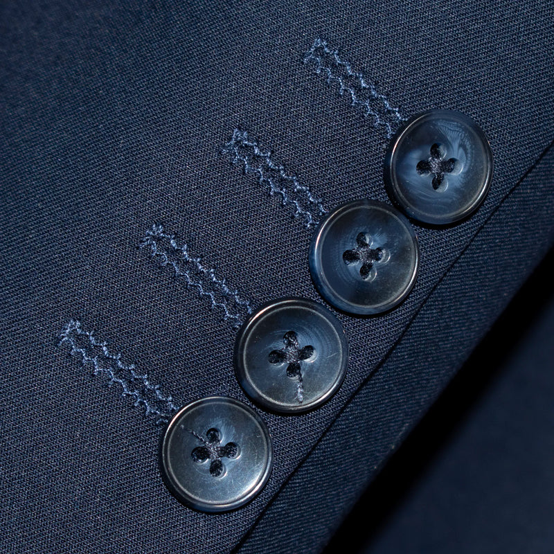 Navy Blue Double-Breasted 2-Piece Tailored-Fit Suit