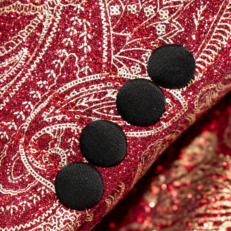 Red and Gold Paisley 3-Piece Tailored-Fit Tuxedo