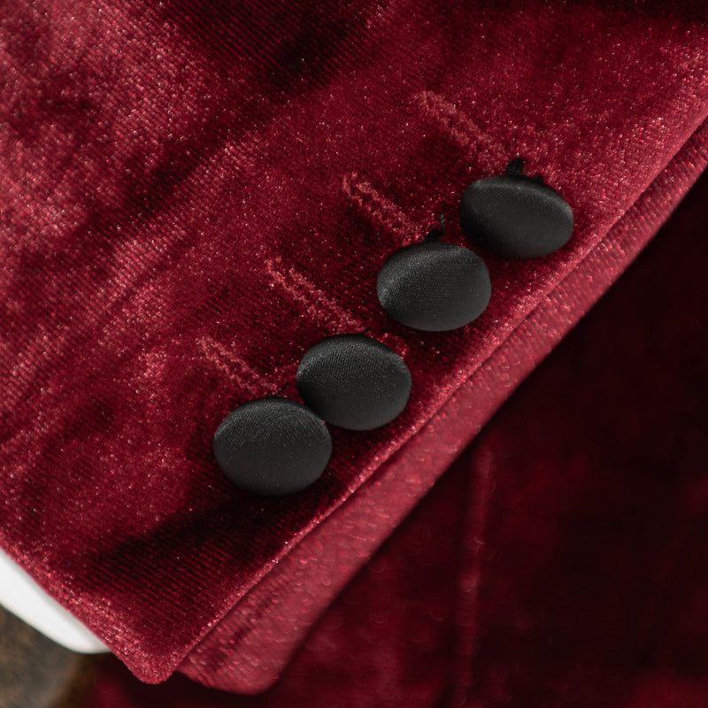 Burgundy Velvet Slim-Fit Tuxedo Jacket