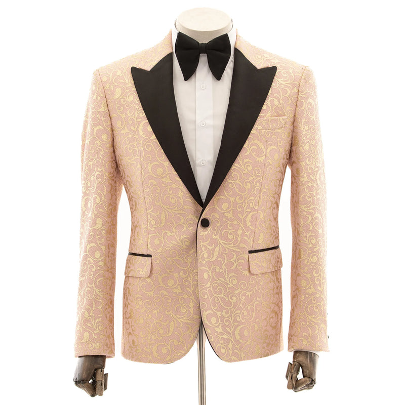 Pink Sparkle Filigree Slim-Fit Tuxedo Jacket
