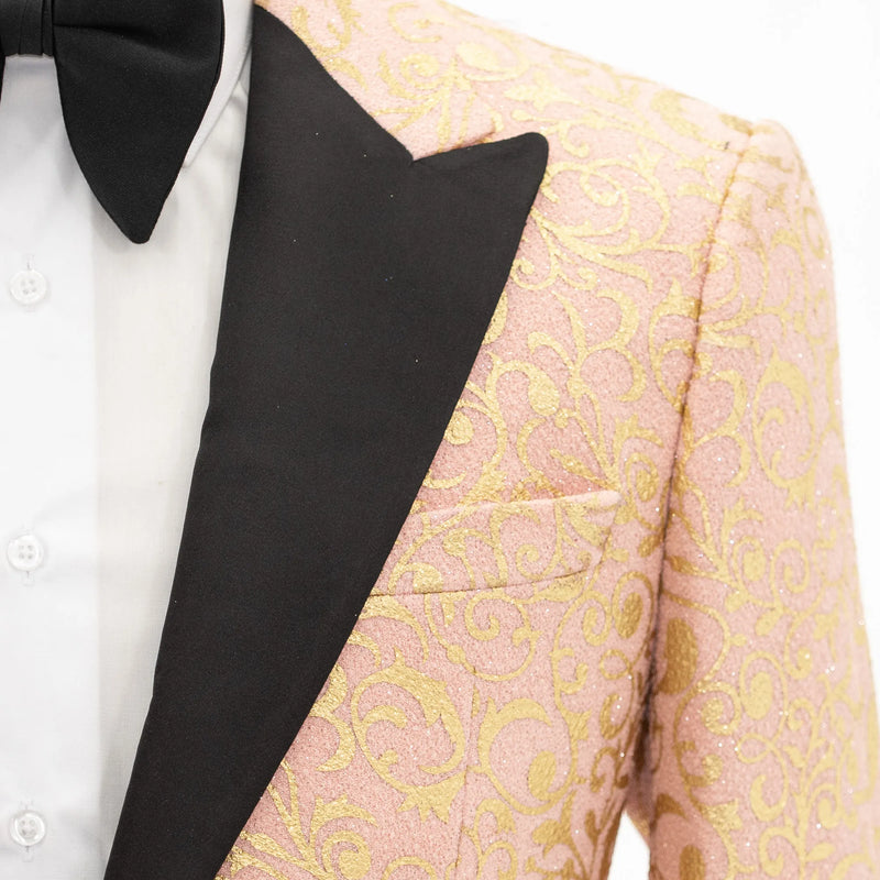 Pink Sparkle Filigree Slim-Fit Tuxedo Jacket
