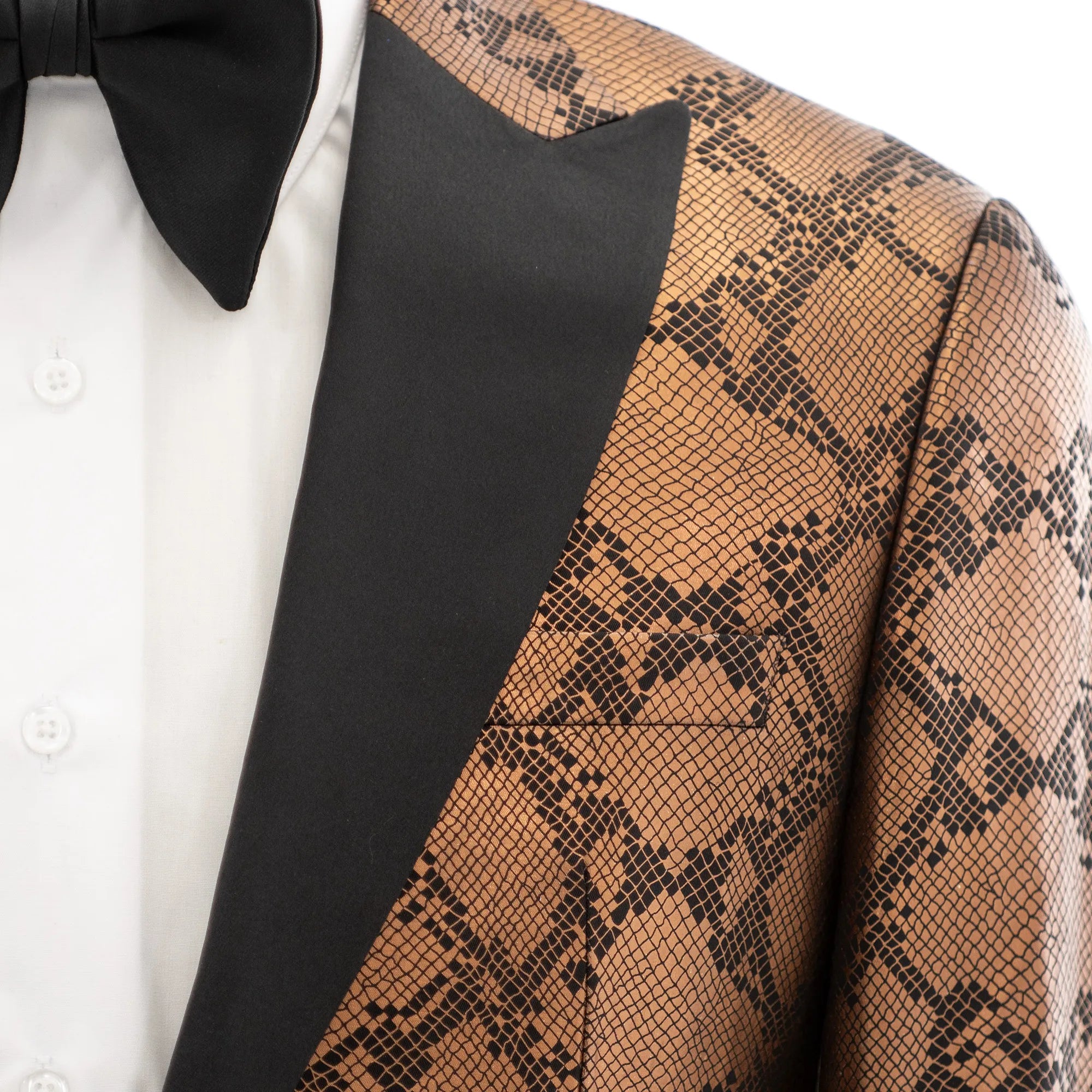 Copper Metallic Qautrefoil Slim-Fit Tuxedo Jacket