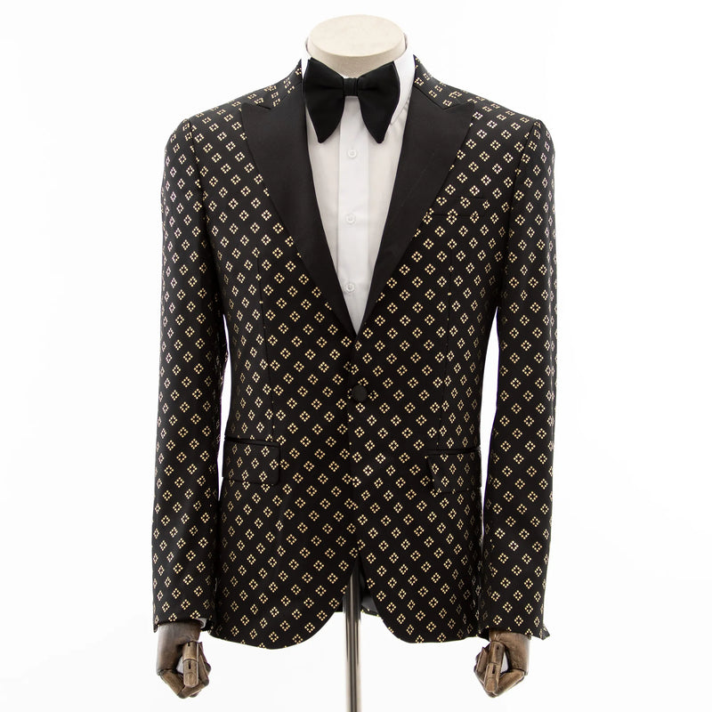 Black and Gold Squared Tuxedo Jacket