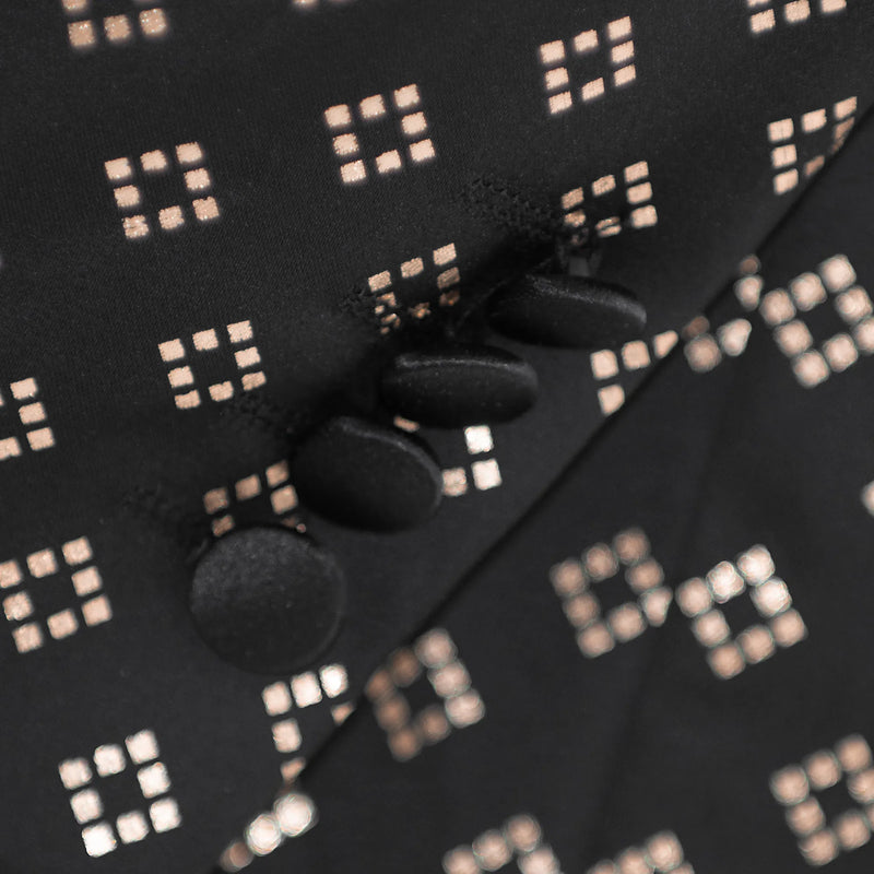 Black and Gold Squared Tuxedo Jacket