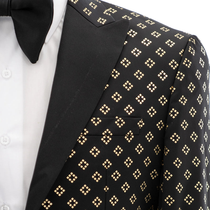 Black and Gold Squared Tuxedo Jacket