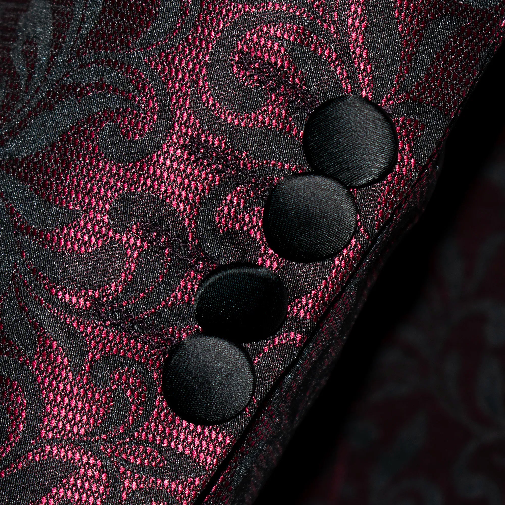Burgundy with Black Filigree Slim-Fit Tuxedo Jacket