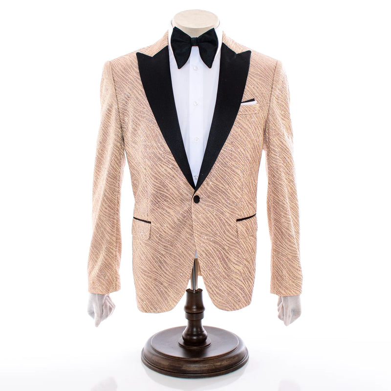 Blush Glitter Tiger-Stripe Slim-Fit Tuxedo Jacket