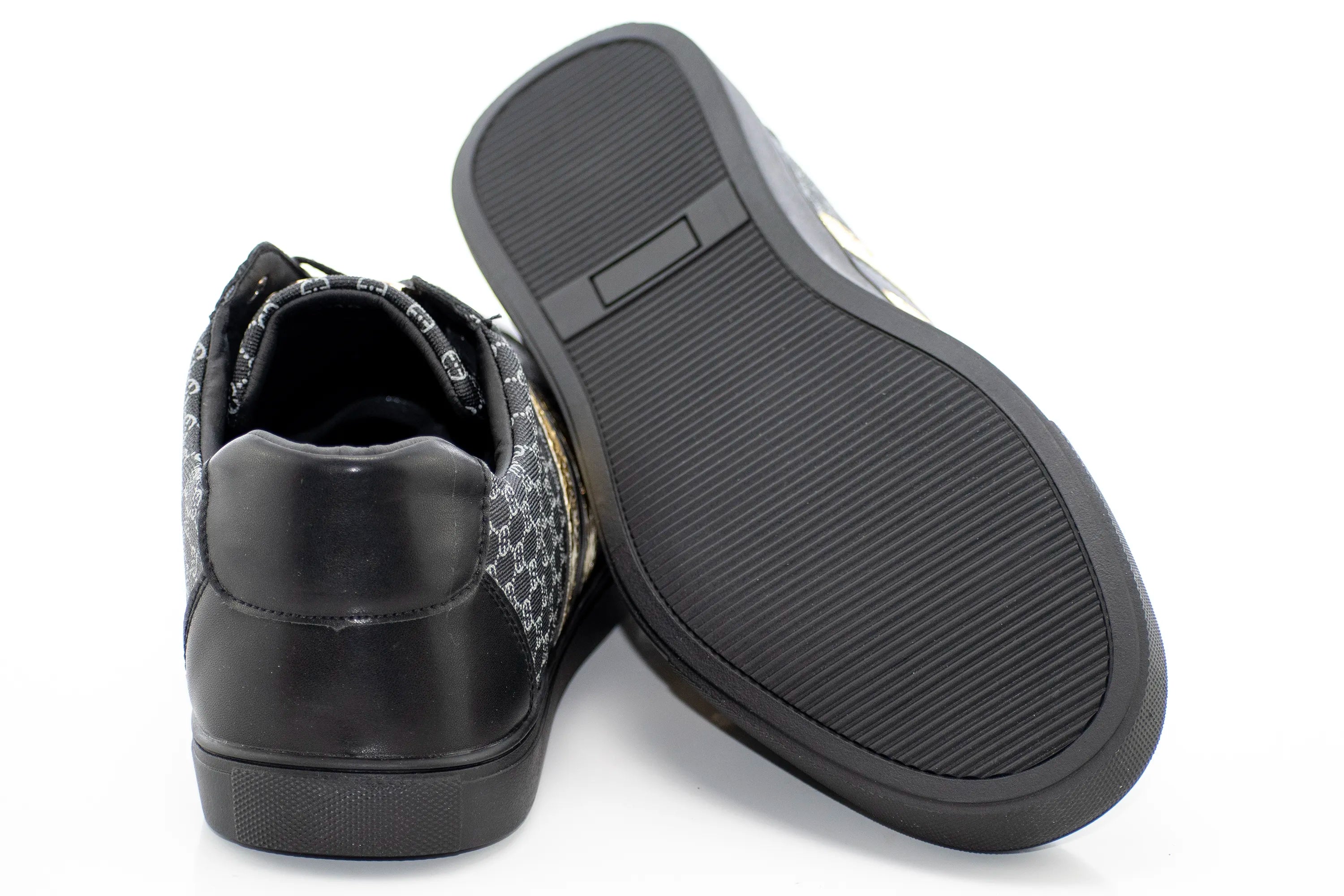 Black And Gold Striped Designer Sneaker 9 / Black