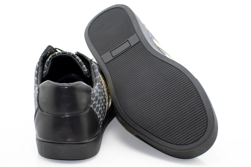 Black And Gold Striped Designer Sneaker Dress Sneaker