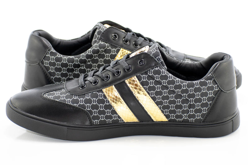 Black And Gold Striped Designer Sneaker Dress Sneaker