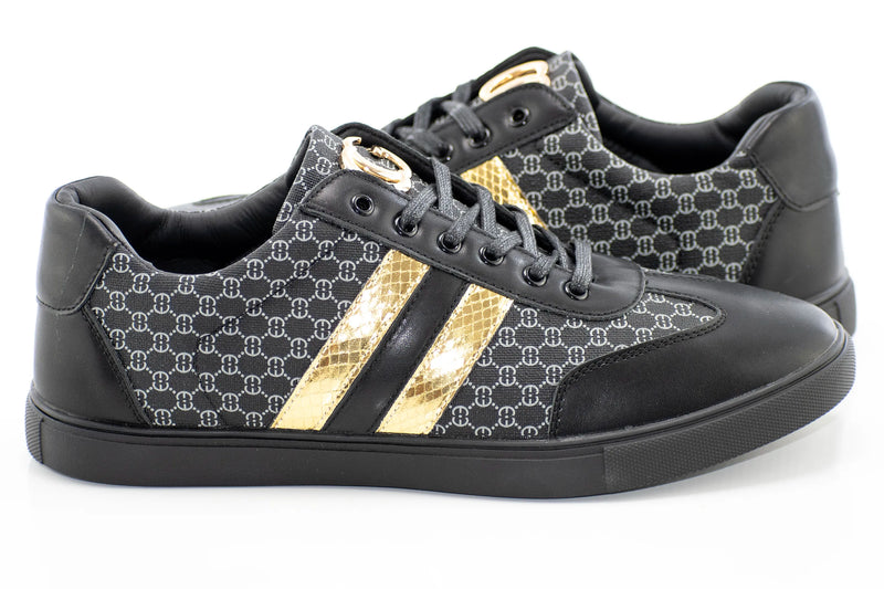Black And Gold Striped Designer Sneaker Dress Sneaker