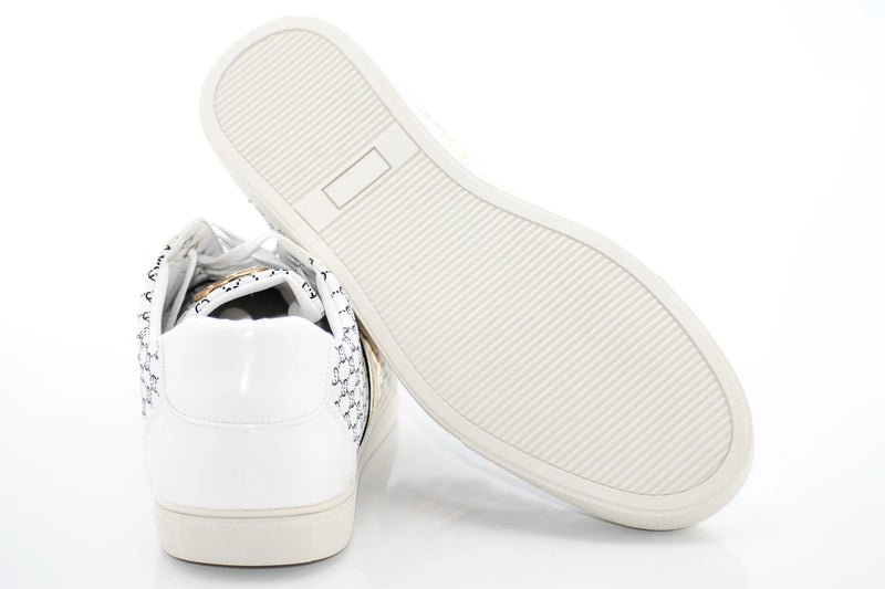 White And Golden Striped Designer Shoes Dress Sneakers