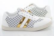 White And Golden Striped Designer Shoes Dress Sneakers