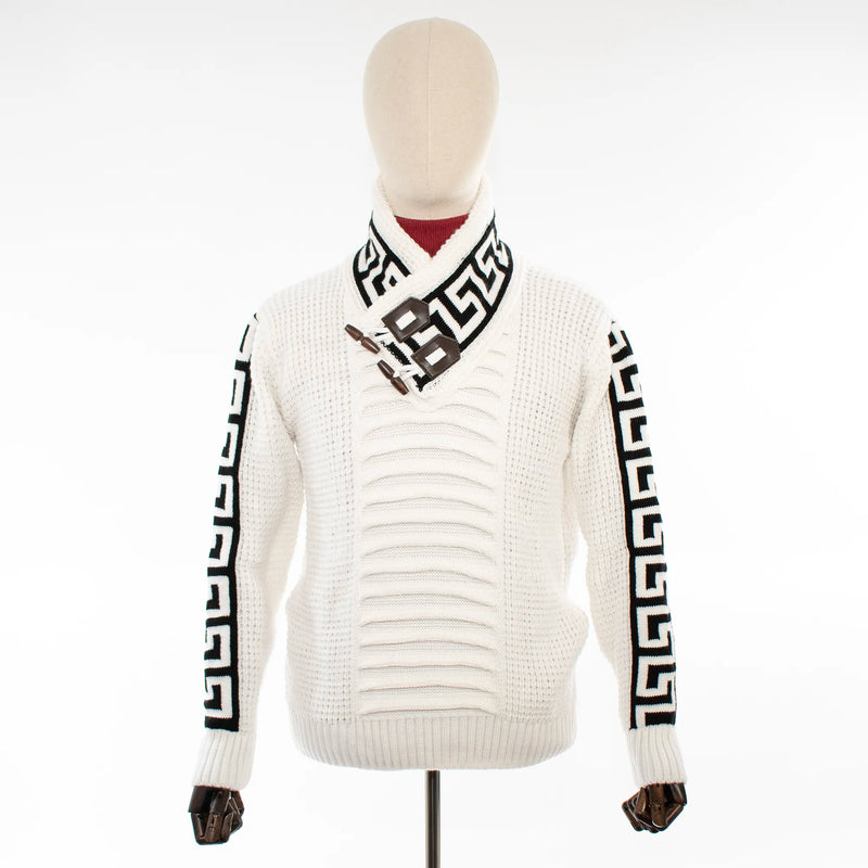 White Grecian Regular-Fit Sweater With Toggle Closure