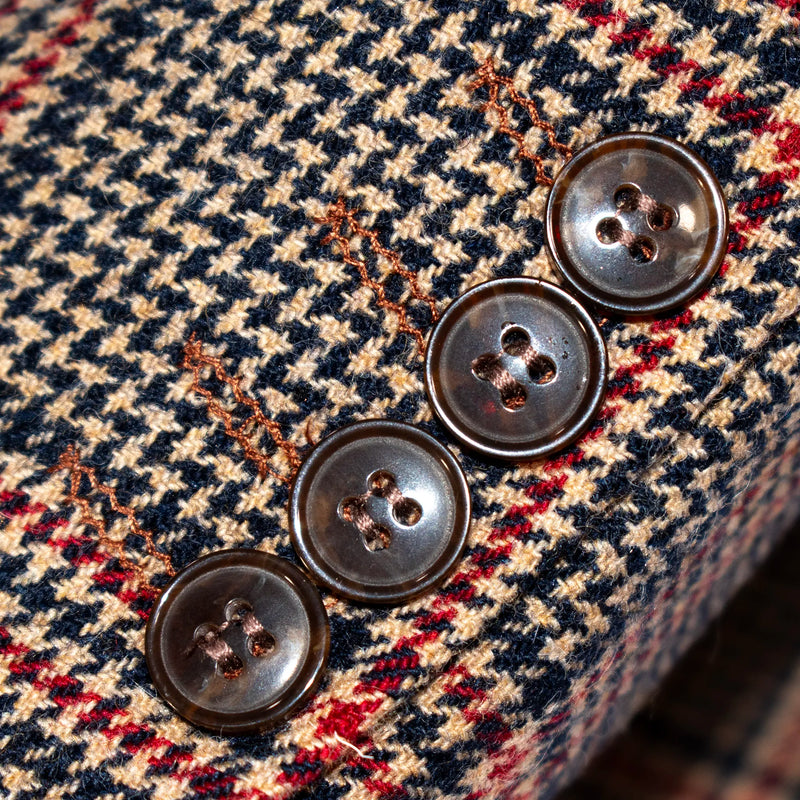 Brown and Red Glen-Check Tailored-Fit Wool Blazer