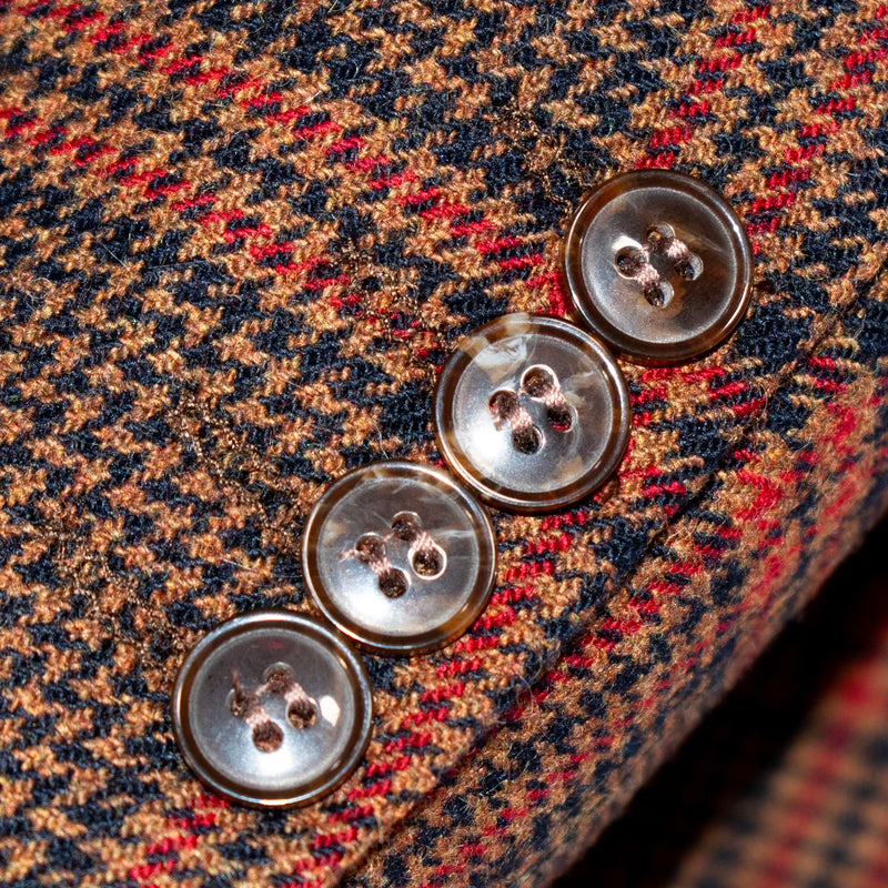 Rust Glen-Check Tailored-Fit Wool Blazer