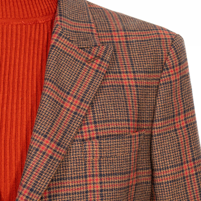 Rust Glen-Check Tailored-Fit Wool Blazer